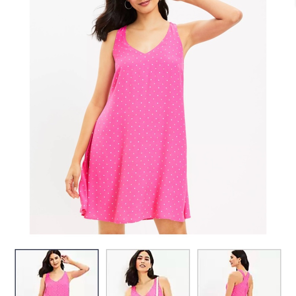 LOFT Pink with White & Orange Polka Dot Fabric